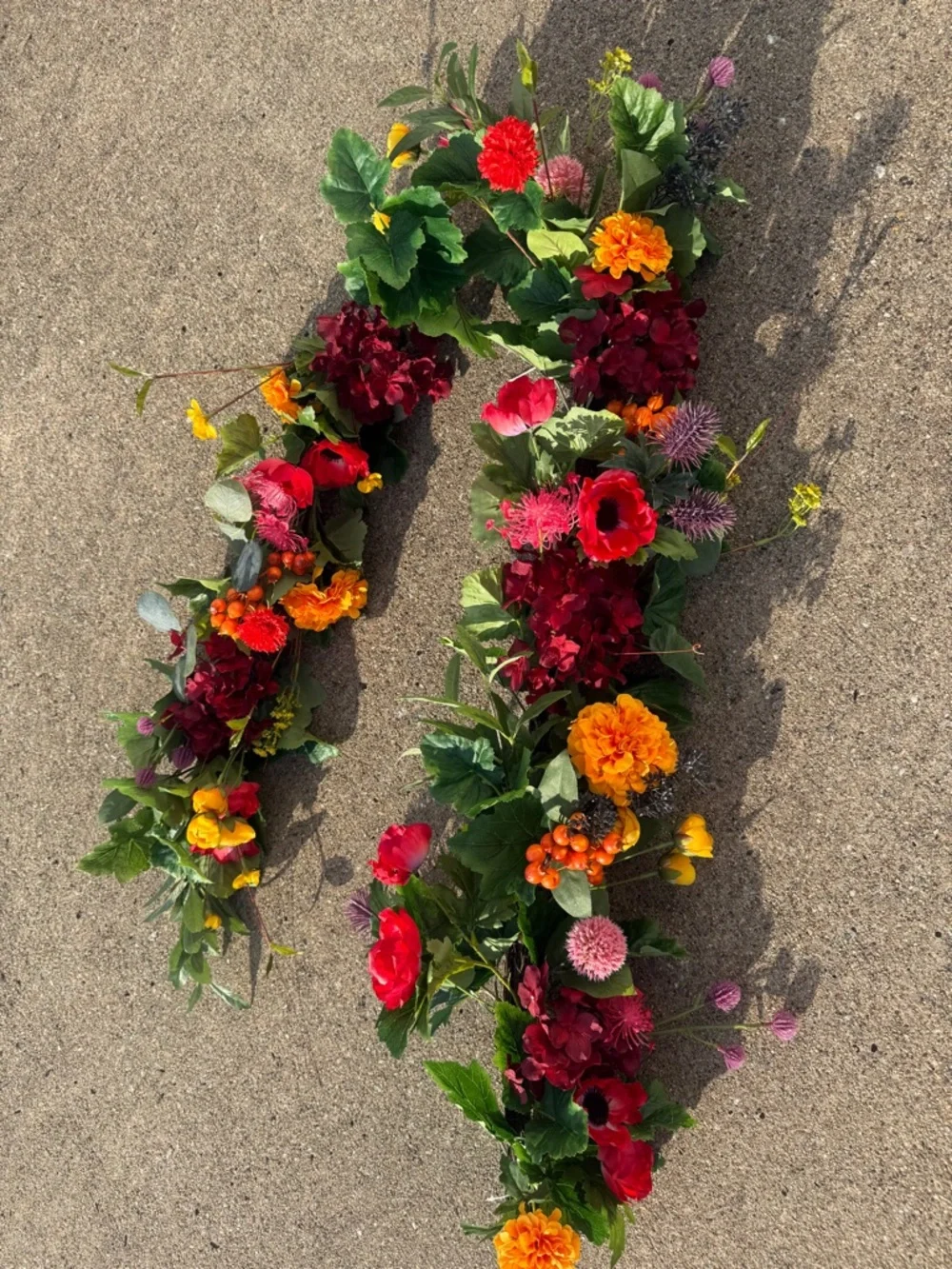 Frontgate Floral Garland - Vibrant Red, Orange, Yellow - NWT